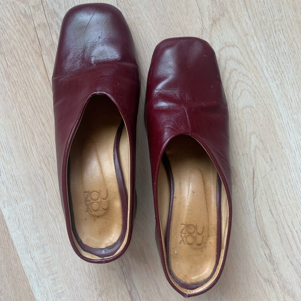 Zou Xou Burgundy Mule Heels 7-8